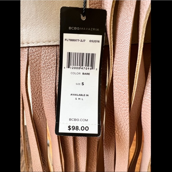 NWT BCBG Max Azria Blush Pink Fringe Waist Belt size Small. - Picture 7 of 9
